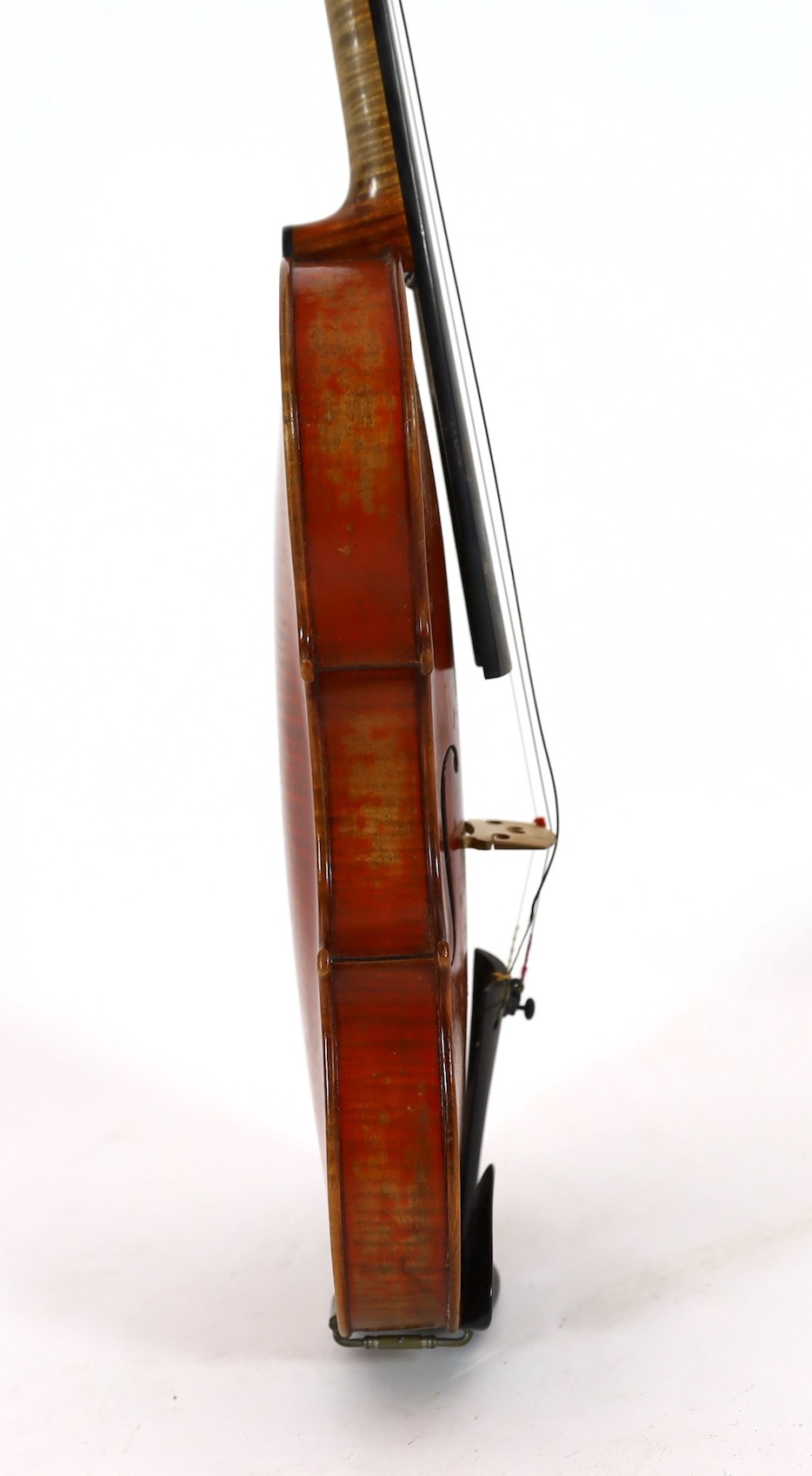 W.E.Hill & Son. An early 20th century violin bow, 74cm, violin back 37cm, overall is 59cm